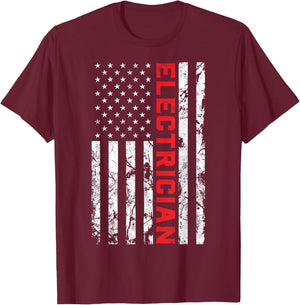 Electrician Patriotic American flag electrician father day T-Shirt - T-Shirt | Maroon