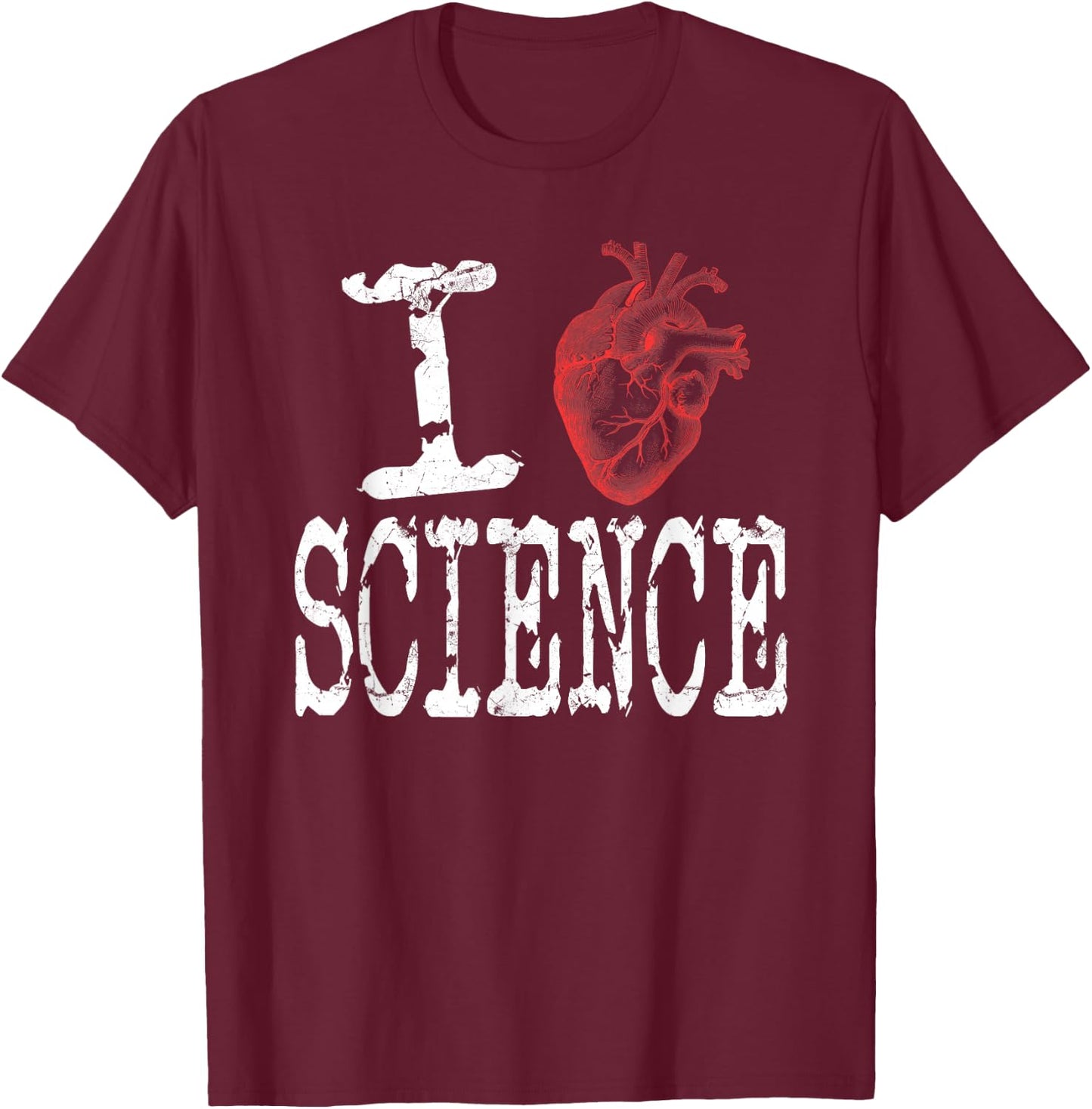 I Love Science Cool Heart Graphic, Awesome Science Lover T-Shirt - T-Shirt | Maroon