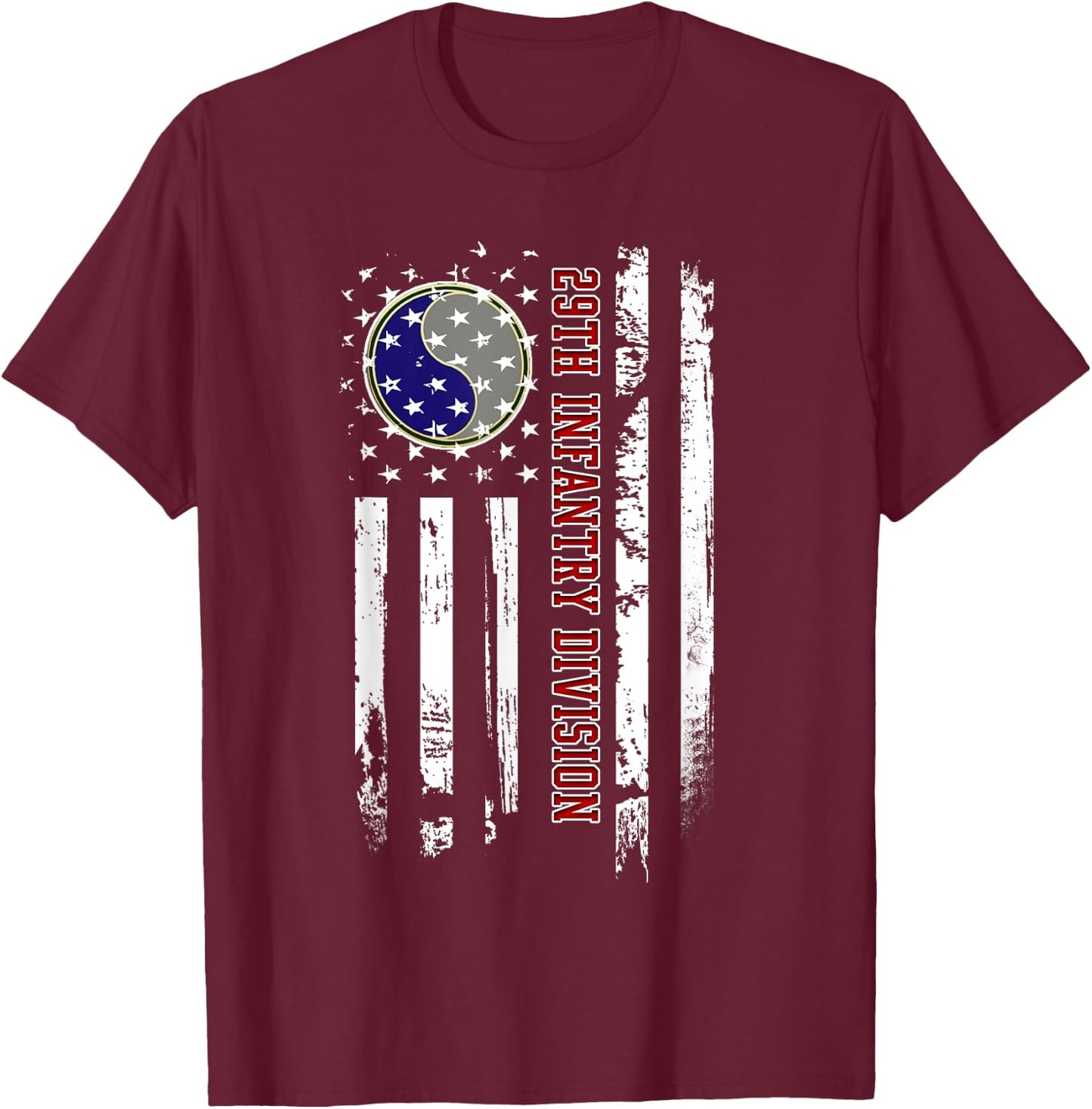 29th Infantry Division Veteran USA Flag Veterans Day Xmas Women Men T-Shirt - T-Shirt | Maroon