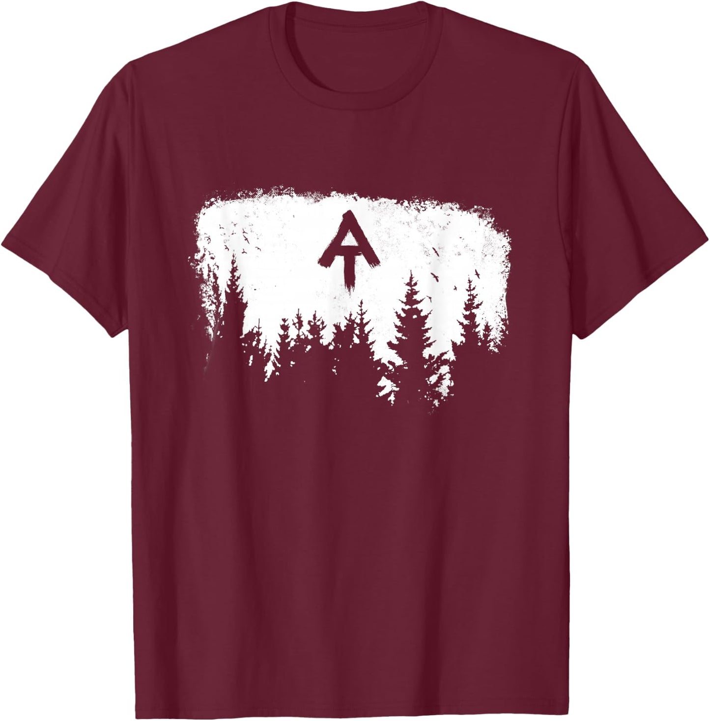 White Blaze Appalachian at Trail Minimalist Pine Tree Hike T-Shirt - T-Shirt | Maroon