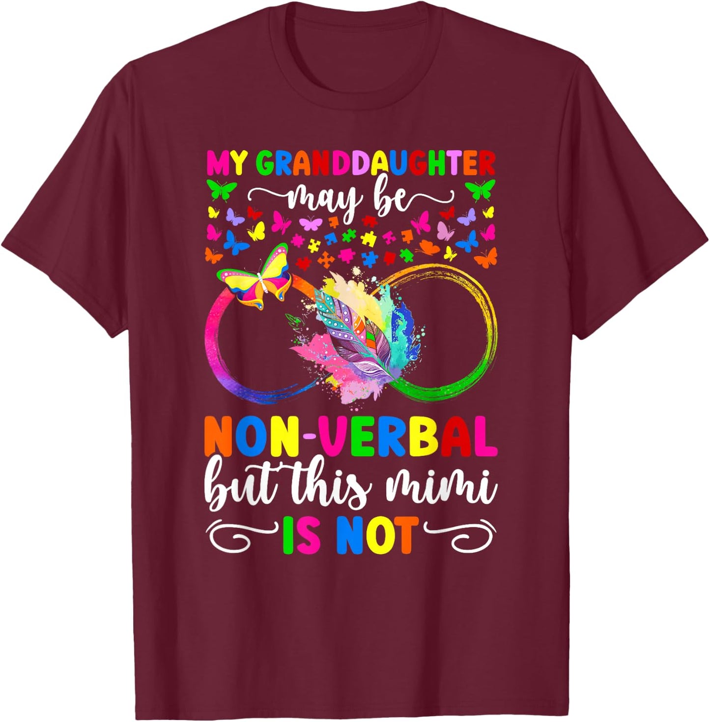 My Granddaughter Proud Autism Mimi Autism Warrior Mimi T-Shirt - T-Shirt | Maroon