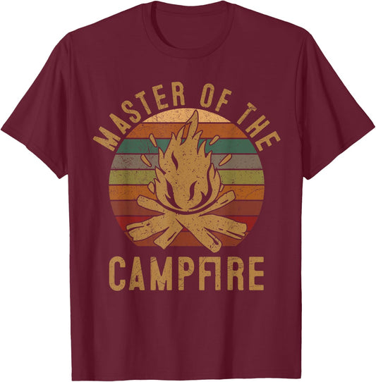 Master of the Campfire Camping Lovers Gift Camper T-Shirt - T-Shirt | Maroon
