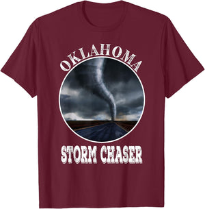 Oklahoma Storm Chaser Tornado Hurricane Rain Men Women Youth T-Shirt - T-Shirt | Maroon