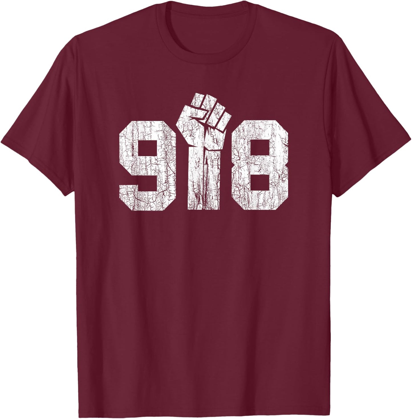 918 Area Code Raised Fist Black Lives in Tulsa OK Matter T-Shirt - T-Shirt | Maroon