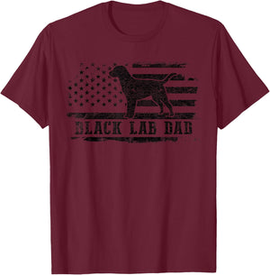 Black Lab Dad Distressed American Flag Patriotic Dog T-Shirt - T-Shirt | Maroon