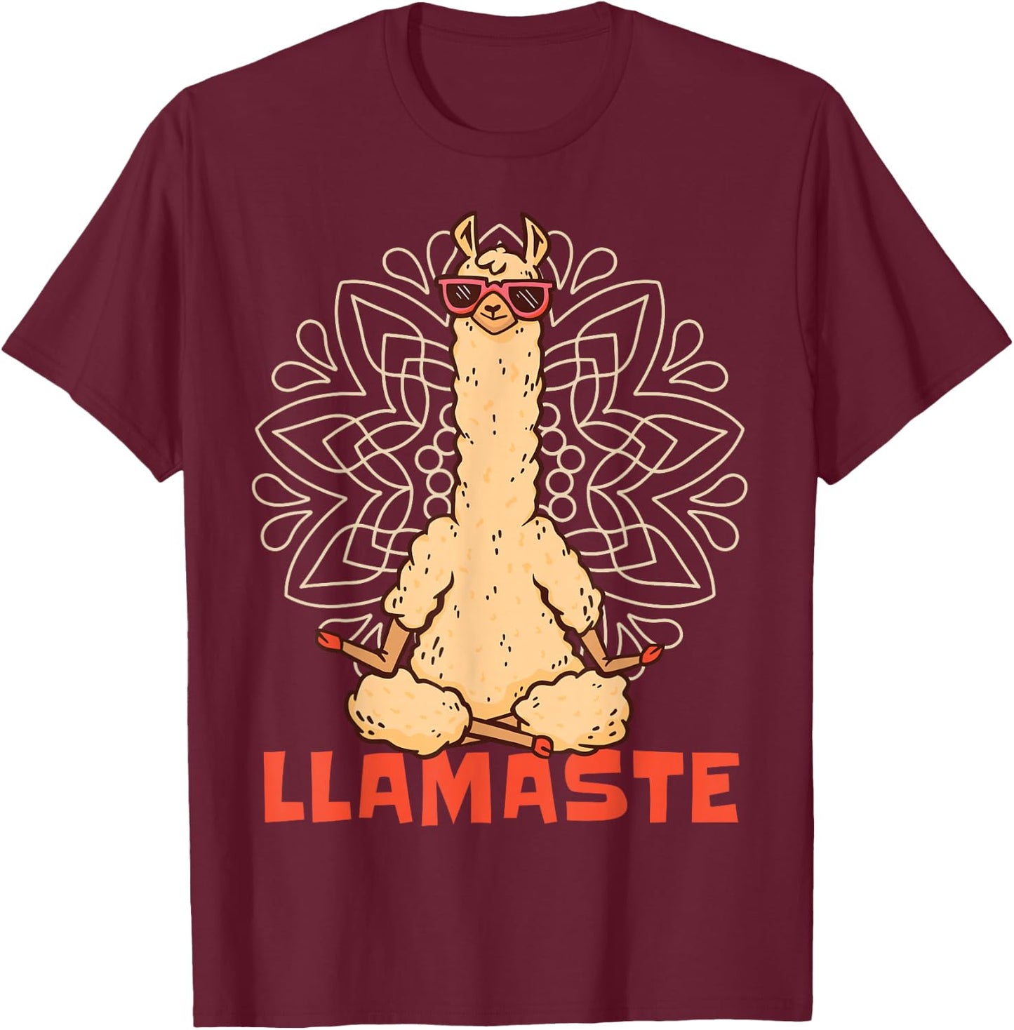 Funny Llama Yoga Lamaste Namaste Meditation T-Shirt - T-Shirt | Maroon