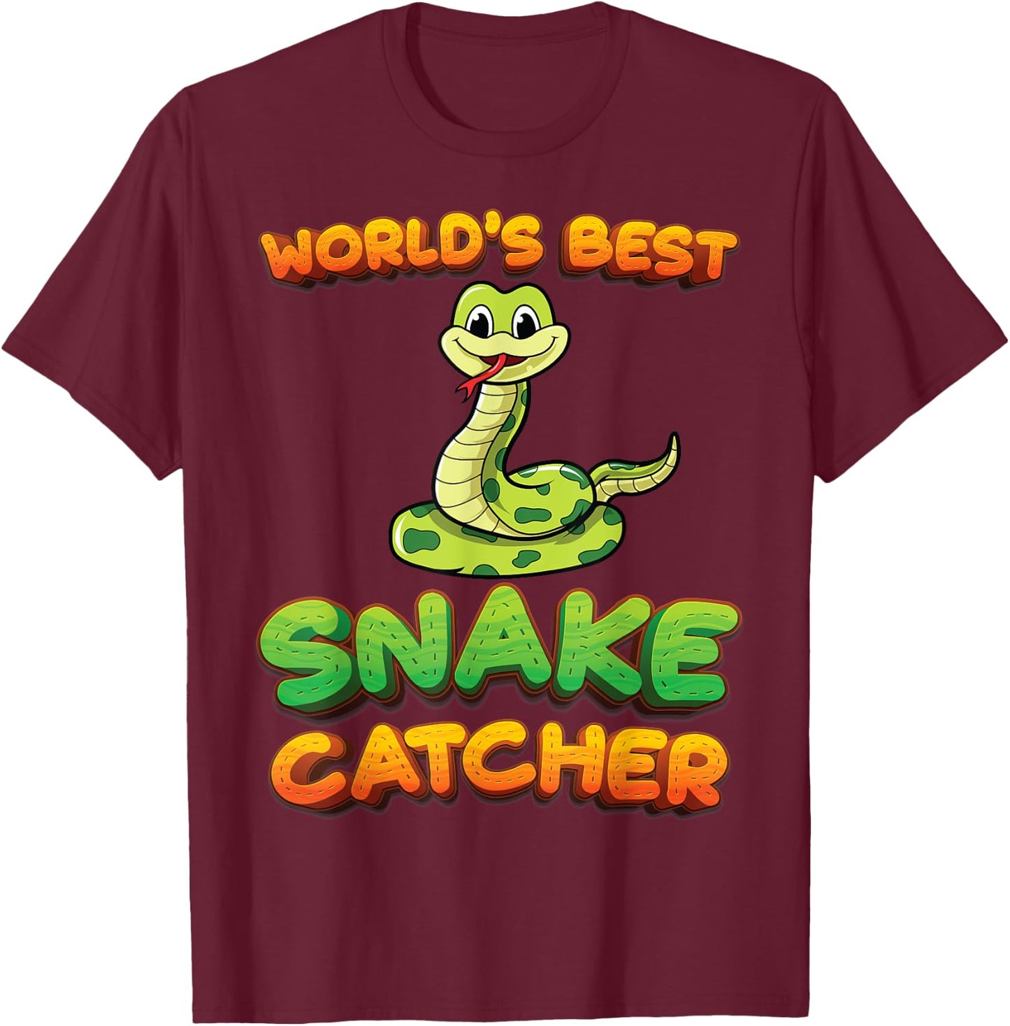 Worlds Best Snake Catcher Snake Hunter Pit Viper Snake Lover T-Shirt - T-Shirt | Maroon