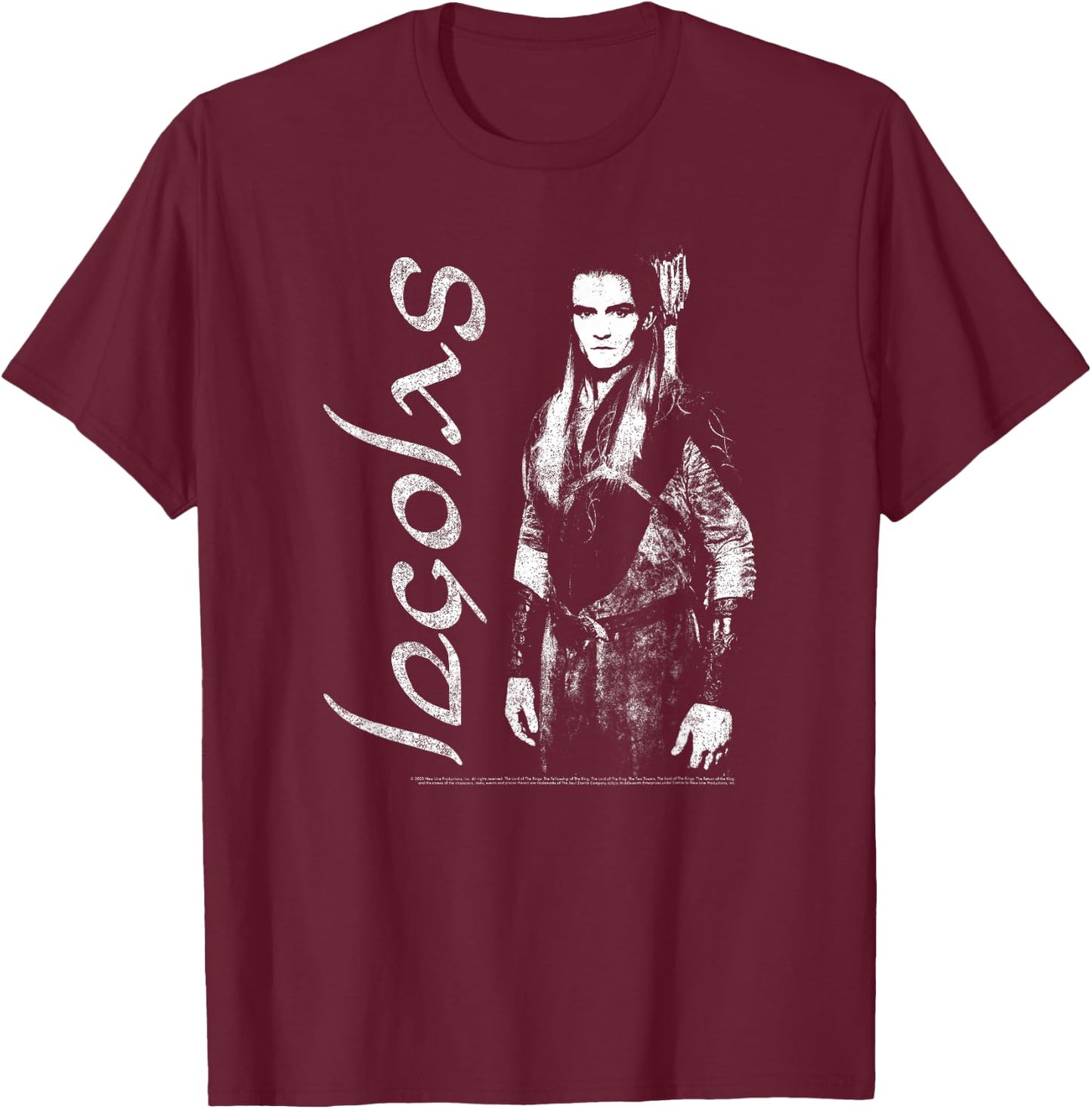 Lord of The Rings Legolas Distressed Poster T-Shirt - T-Shirt | Maroon