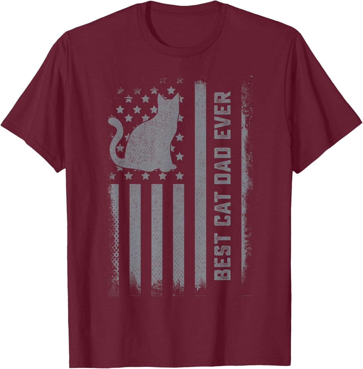 Men's Cat Dad US Flag Kitty Daddy Dad Christmas Fathers Day T-Shirt - T-Shirt | Maroon