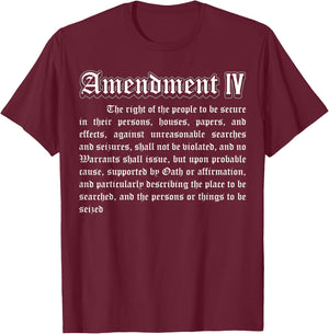 Bill of Rights 4th Amendment T-Shirt - T-Shirt | Maroon