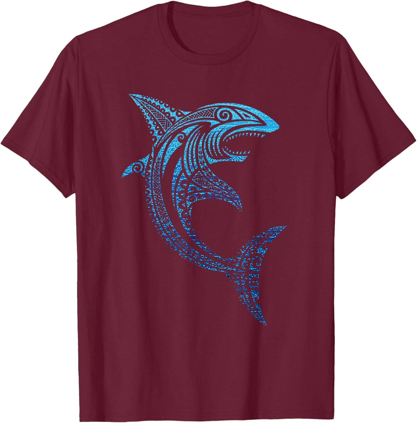 Artistic Tribal Shark Polynesian Tattoo Hawaiian Vacation T-Shirt - T-Shirt | Maroon