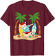 Christmas in July Dabbing Santa Tropical Beach Surfing T-Shirt - T-Shirt | Maroon
