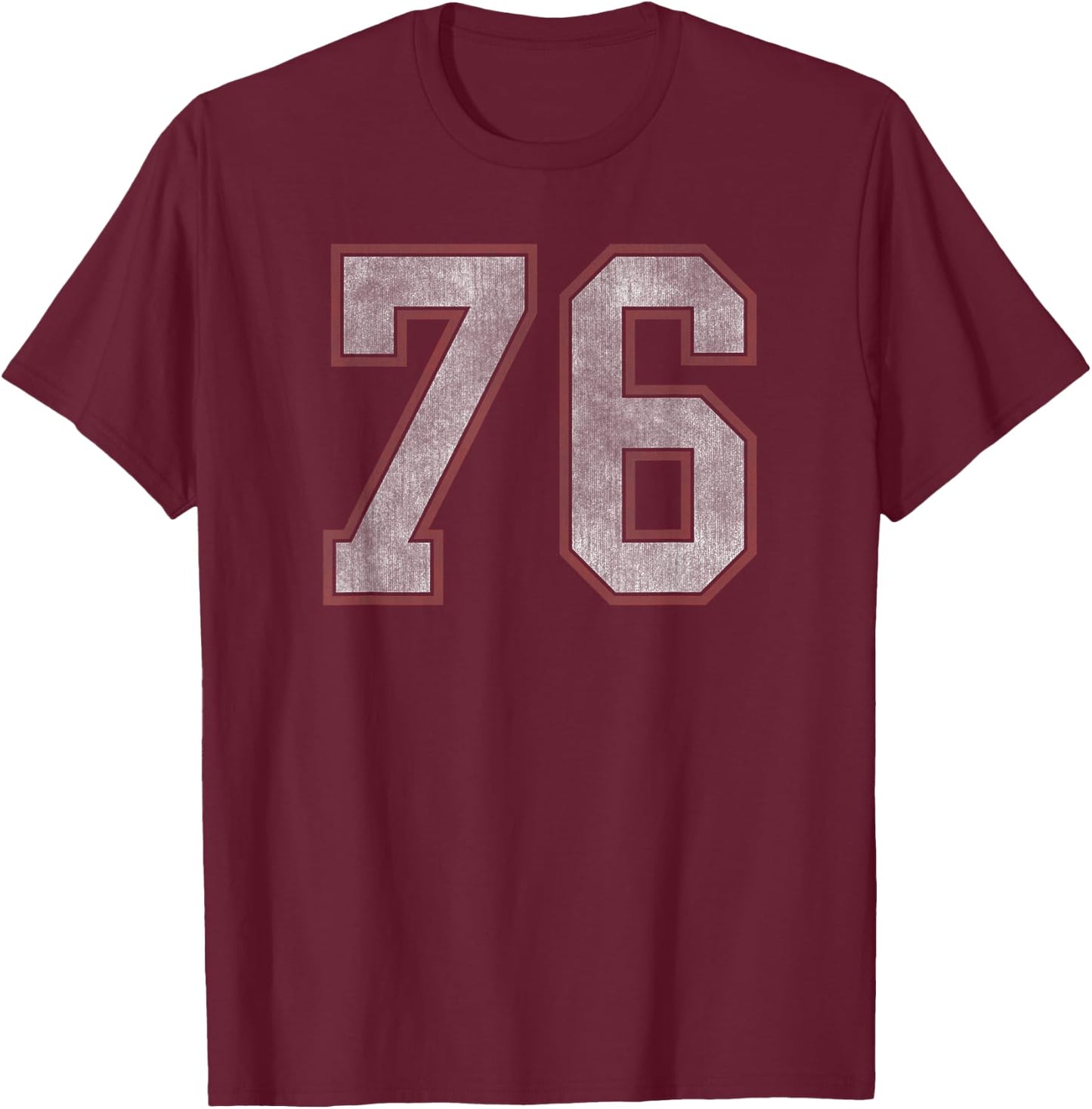 Trendy Vintage Number 76 Fitness T-Shirt - T-Shirt | Maroon