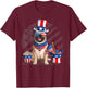 American Flag Pug 4th July Independence Day T Kids Men T-Shirt - T-Shirt | Maroon