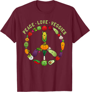 Funny Veggie Art Men Vegan Food Vegetables Themed T-Shirt - T-Shirt | Maroon