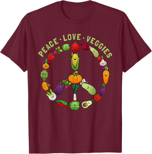 Funny Veggie Art Men Vegan Food Vegetables Themed T-Shirt - T-Shirt | Maroon