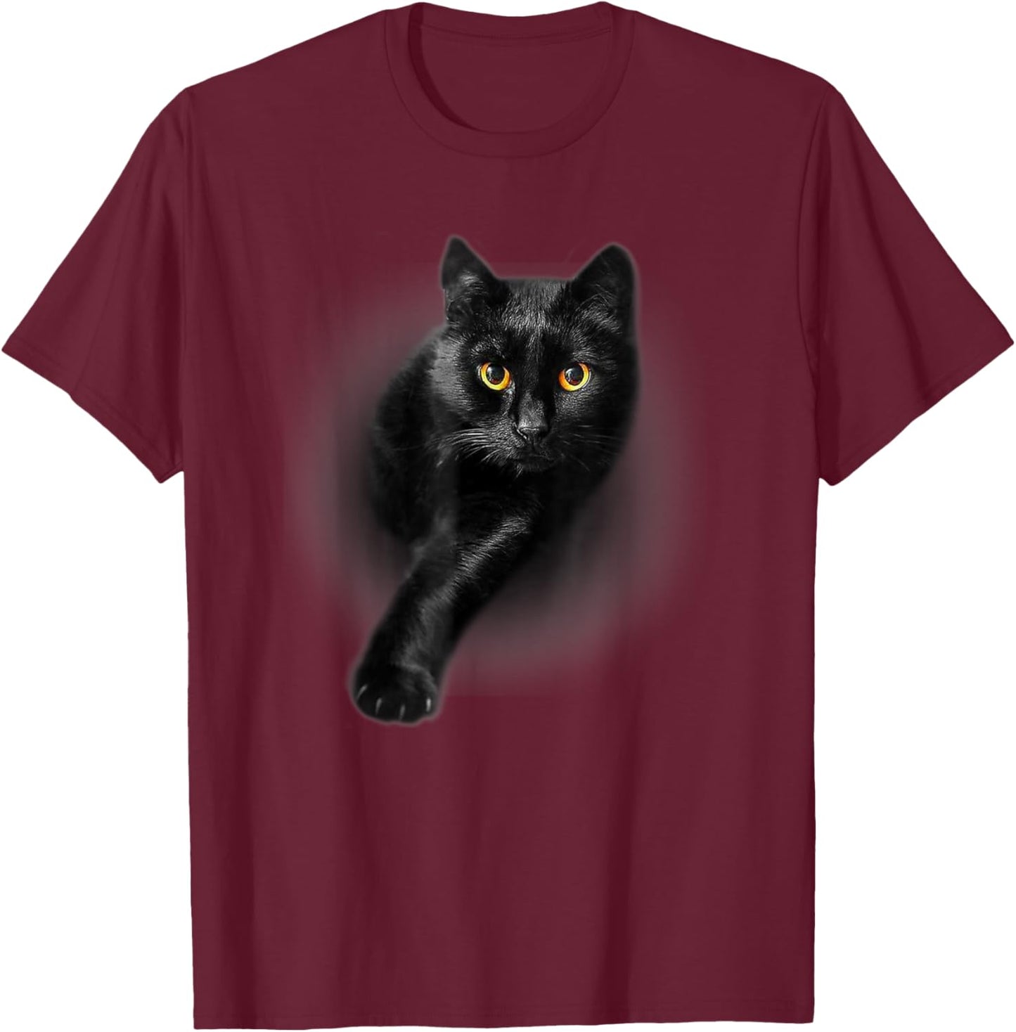 Cute Black Cat Yellow Eyes Cats Gifts T-Shirt - T-Shirt | Maroon