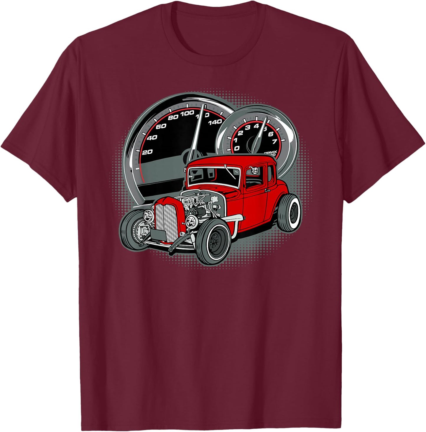 Hot Rod Car T Shirt T-Shirt - T-Shirt | Maroon
