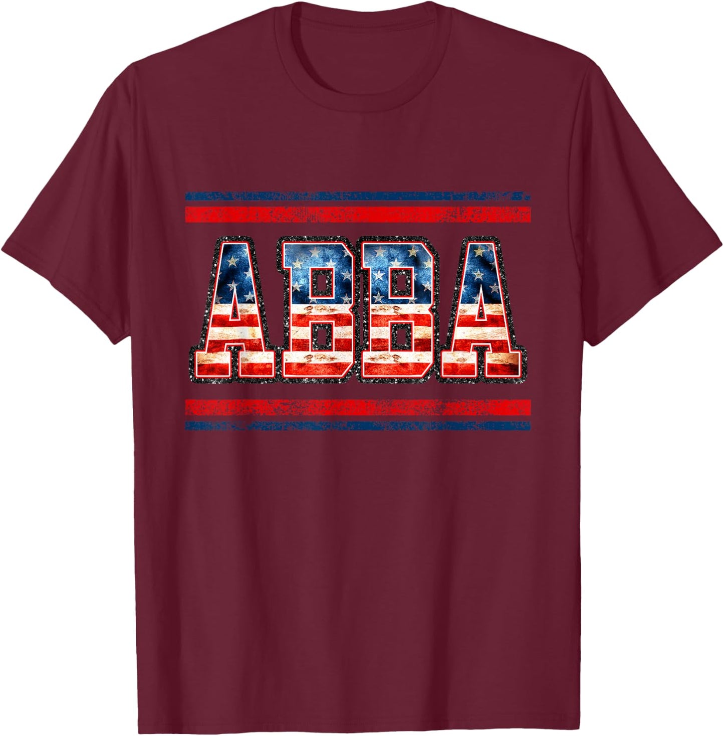 4th of July Abba Flag Shirt, Vintage Abba Shirt T-Shirt - T-Shirt | Maroon