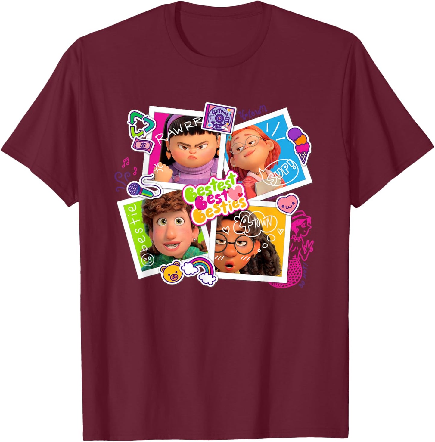 Disney and Pixar’s Turning Red Bestest Best Besties T-Shirt - T-Shirt | Maroon