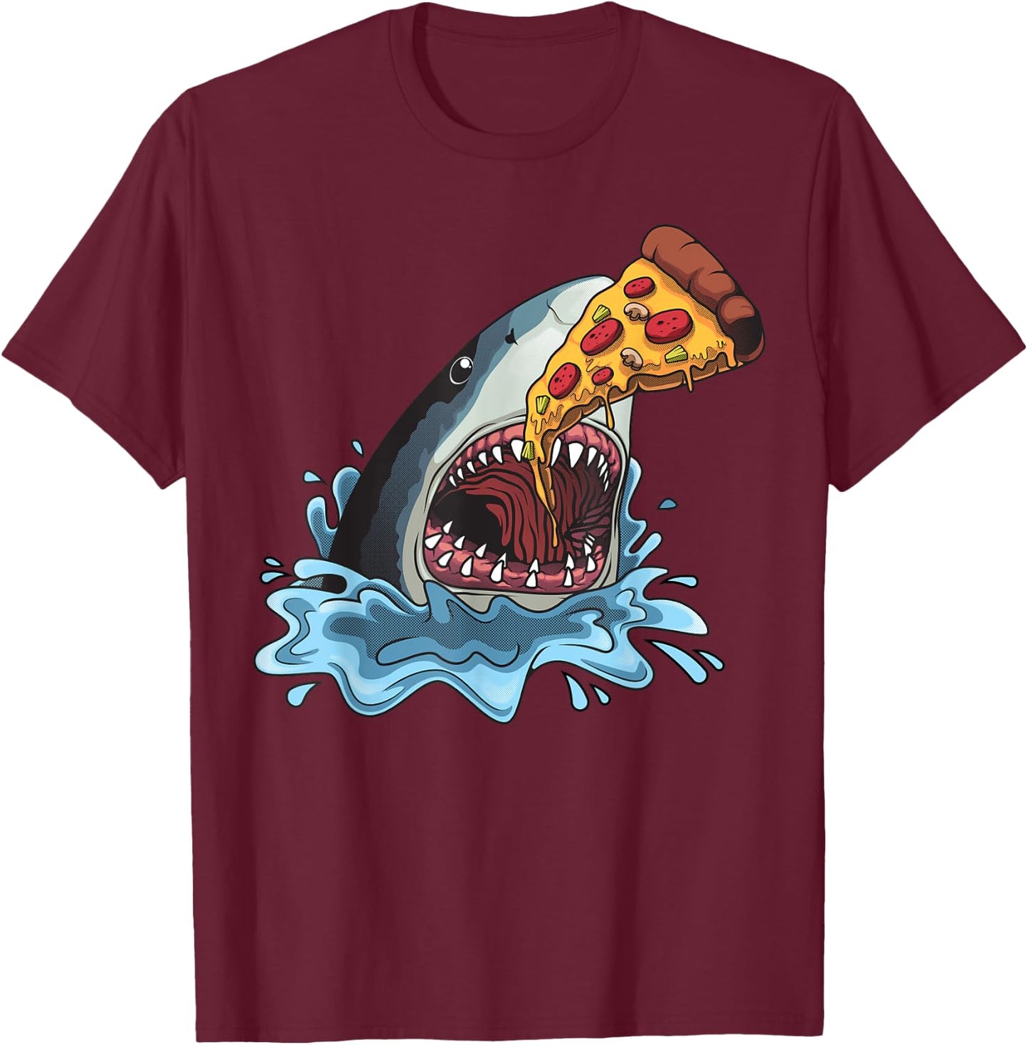 Funny Shark Pizza For Jawsome Shark Pizza Lover Men Women T-Shirt - T-Shirt | Maroon