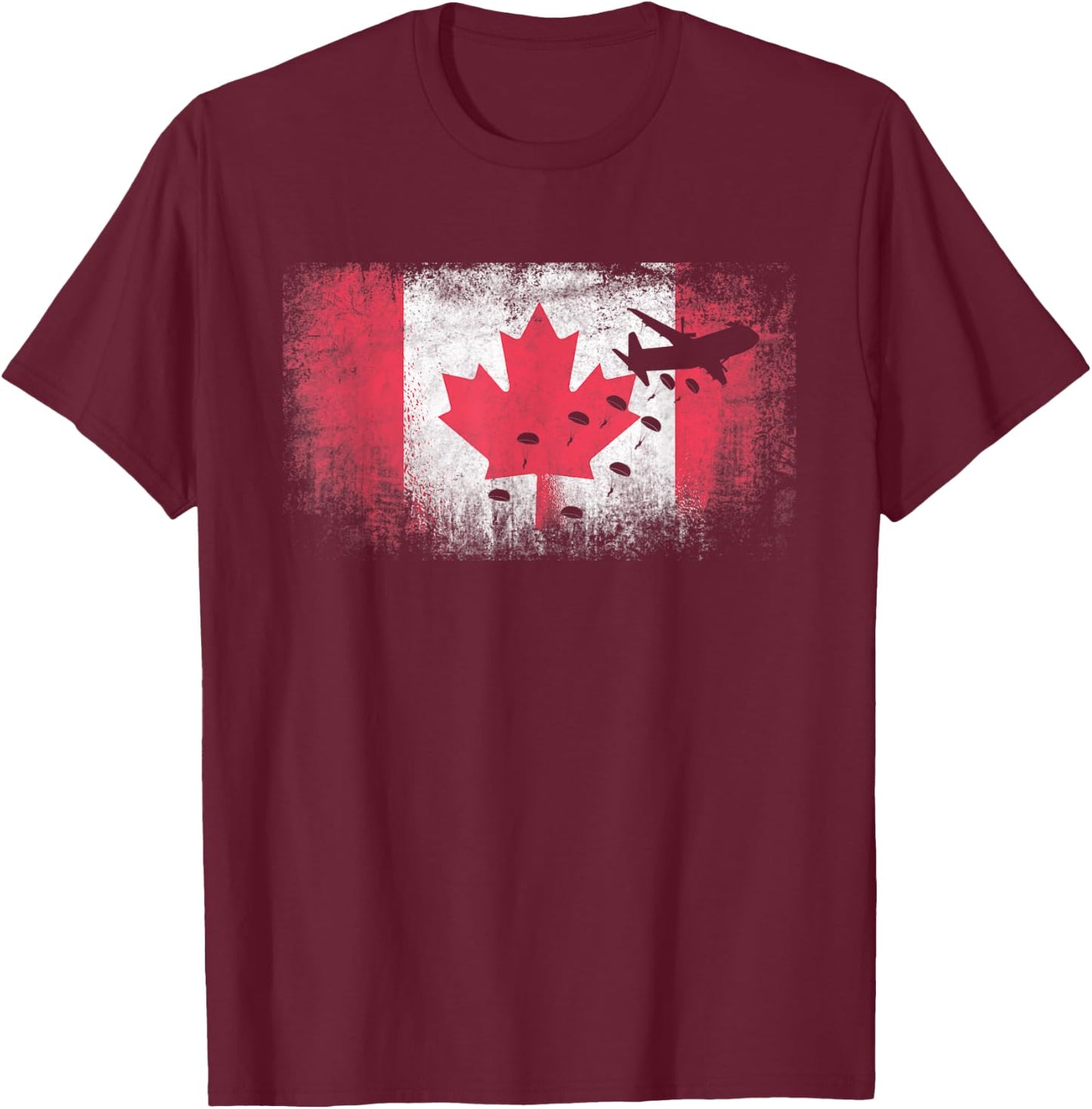 Paratrooper Canada Flag Airborne Army T-Shirt - T-Shirt | Maroon