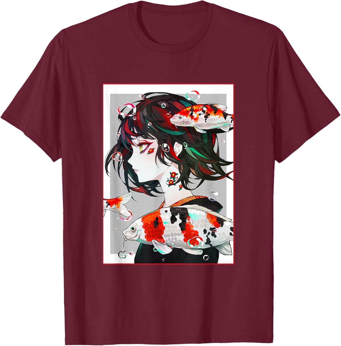 Anime Girl Japanese Aesthetic Anime Otaku T-Shirt - T-Shirt | Maroon
