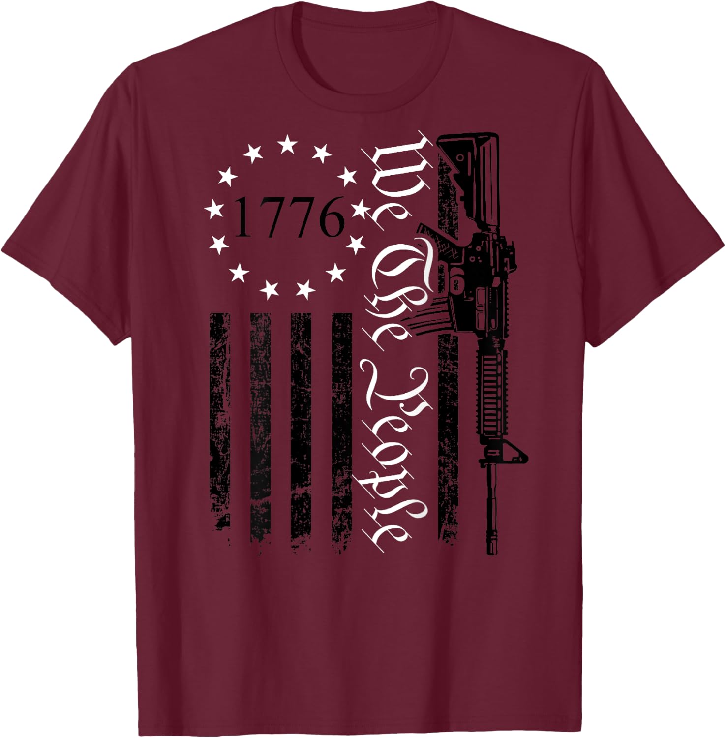 We The People - Gun Rights AR15 Pro Guns USA Flag (ON BACK) Men T-Shirt - T-Shirt | Maroon