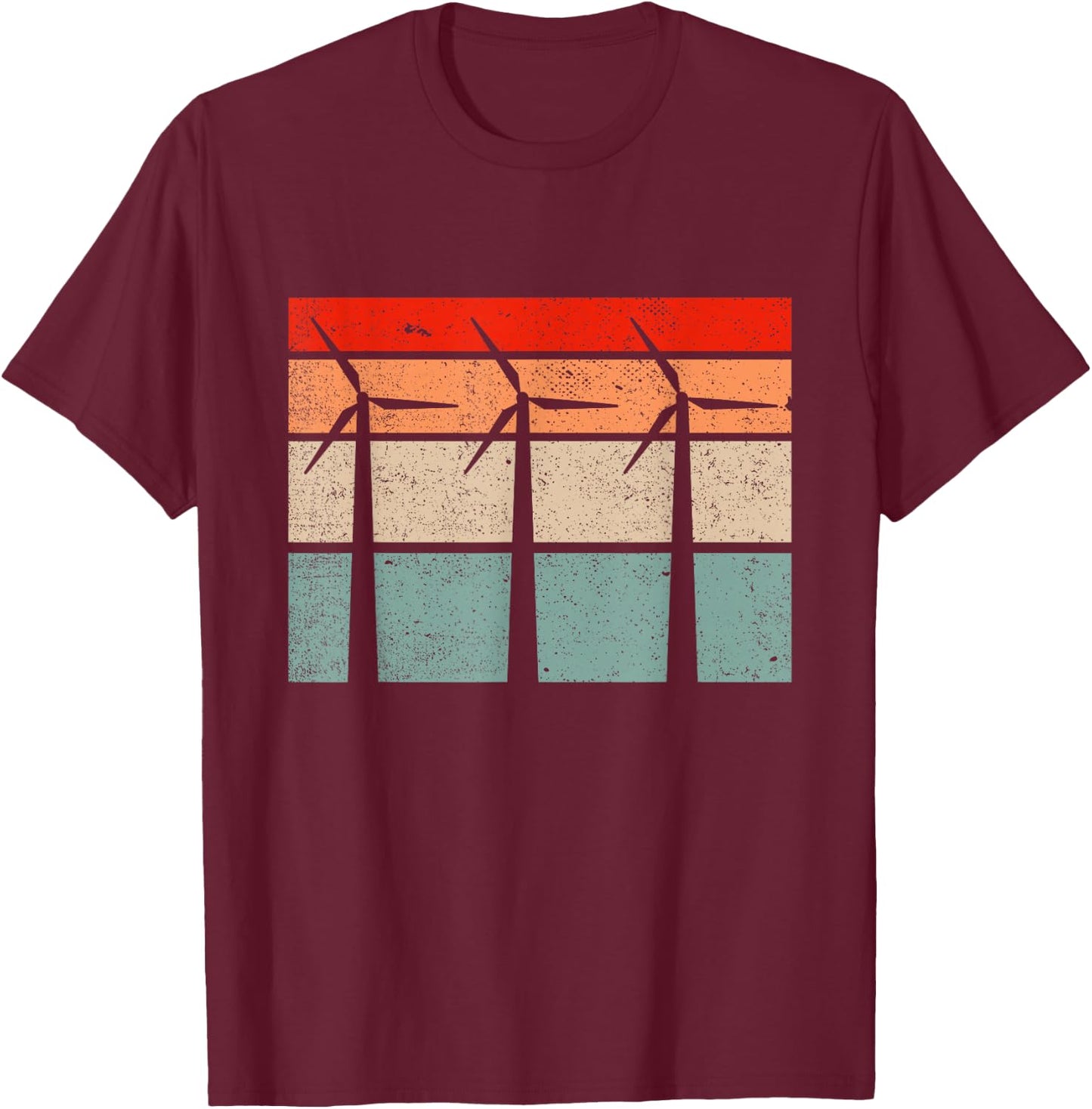 Retro Vintage Wind Turbine Technician Wind Energy T-Shirt - T-Shirt | Maroon