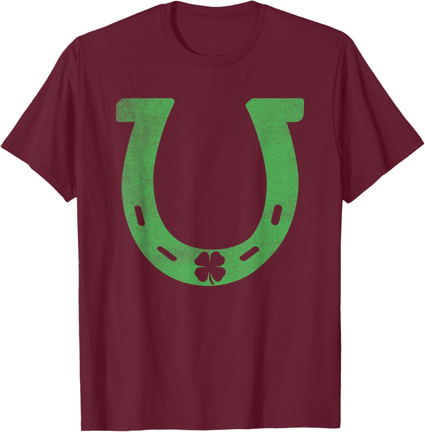 Horseshoe Gift St. Patrick's Day Shamrock Irish Clover Lucky T-Shirt - T-Shirt | Maroon