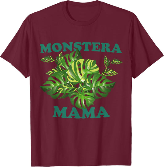 Monstera Mama T-Shirt - T-Shirt | Maroon