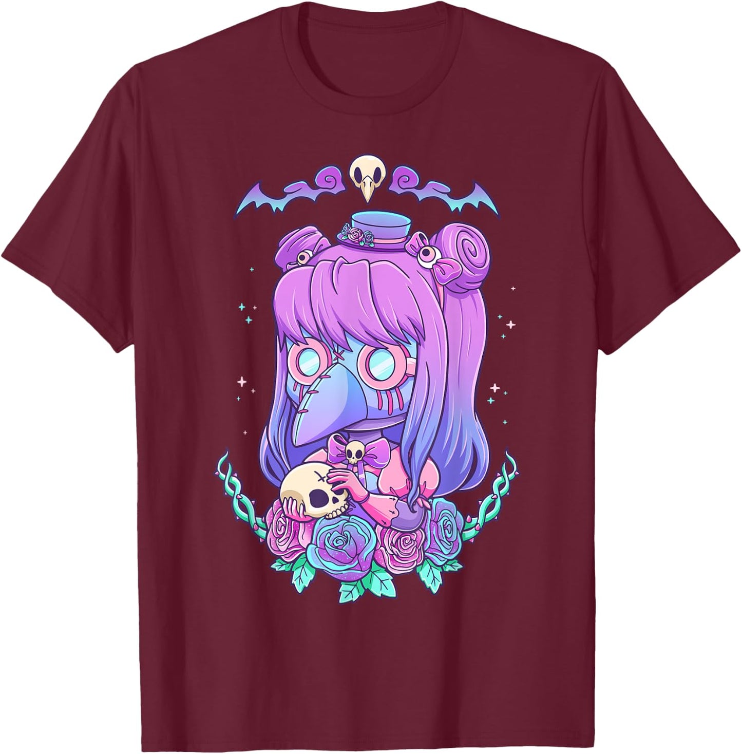 Pastel Goth Creepy Plague Doctress Kawaii Menhera Wiccan T-Shirt - T-Shirt | Maroon