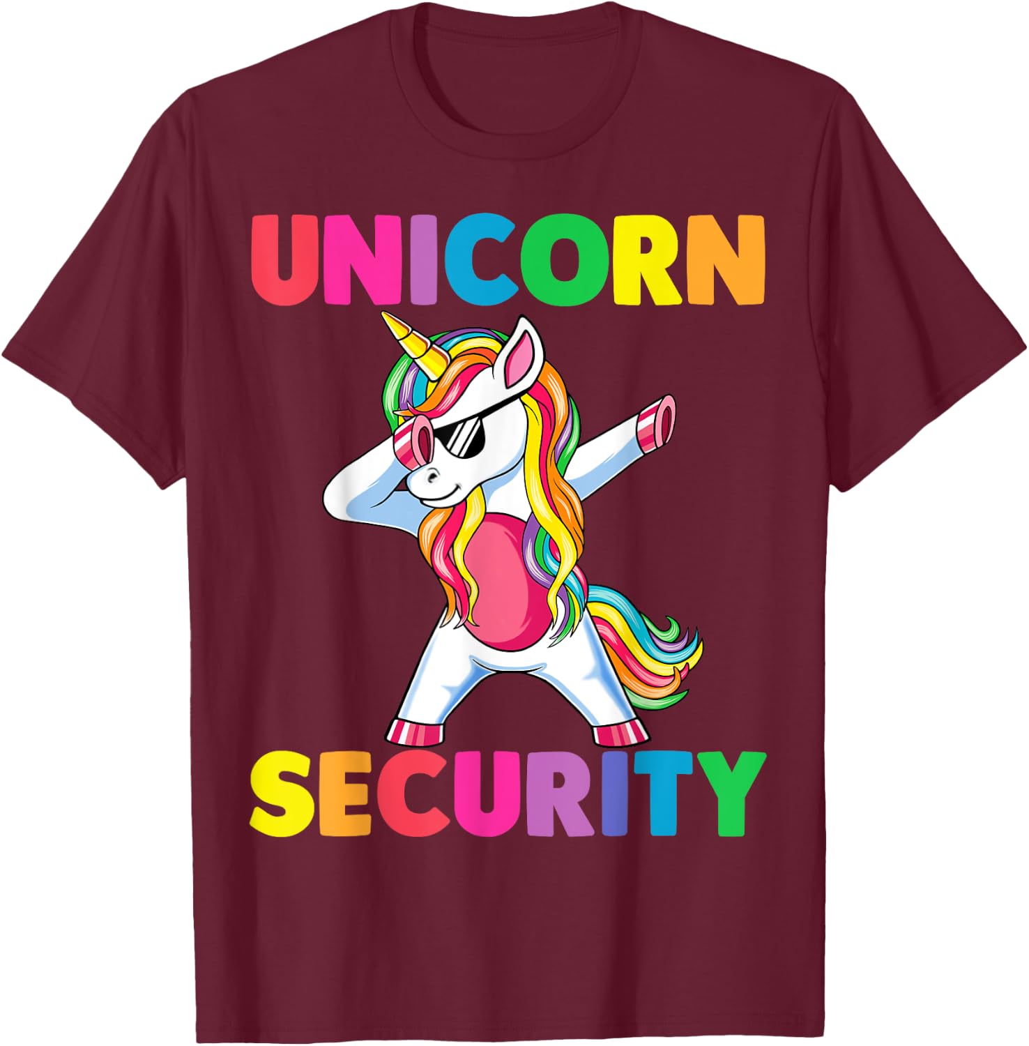 Halloween Dad Mom Daughter Adult Costume Unicorn Security T-Shirt - T-Shirt | Maroon