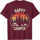 Vintage Retro Happy Camper Camping T-Shirt - T-Shirt | Maroon