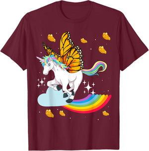 Fantasy Butterfly Animal Rainbow Magical Creature Unicorn T-Shirt - T-Shirt | Maroon