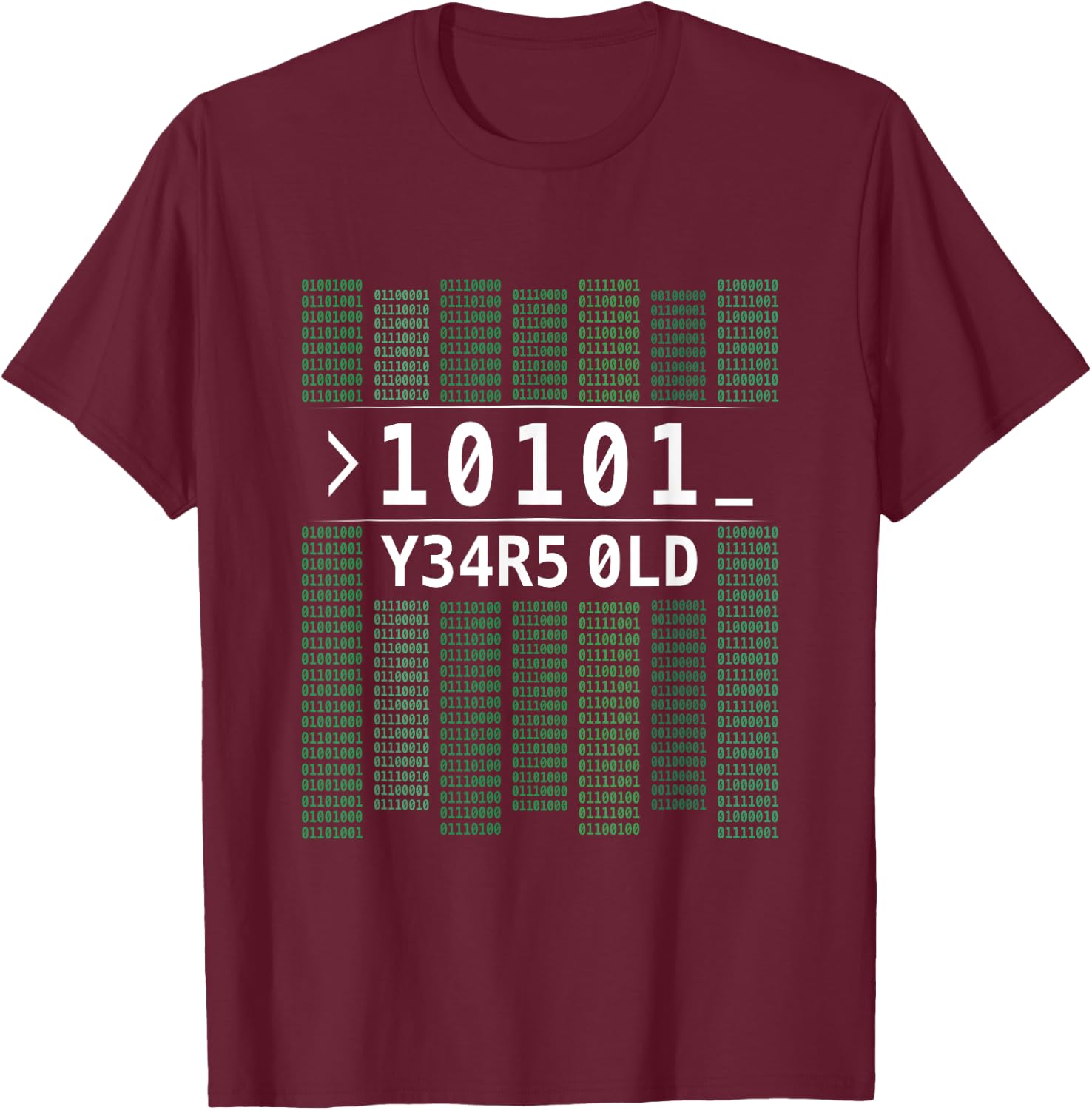 10101 Years Old Binary Code 21st Birthday Computer T-Shirt - T-Shirt | Maroon