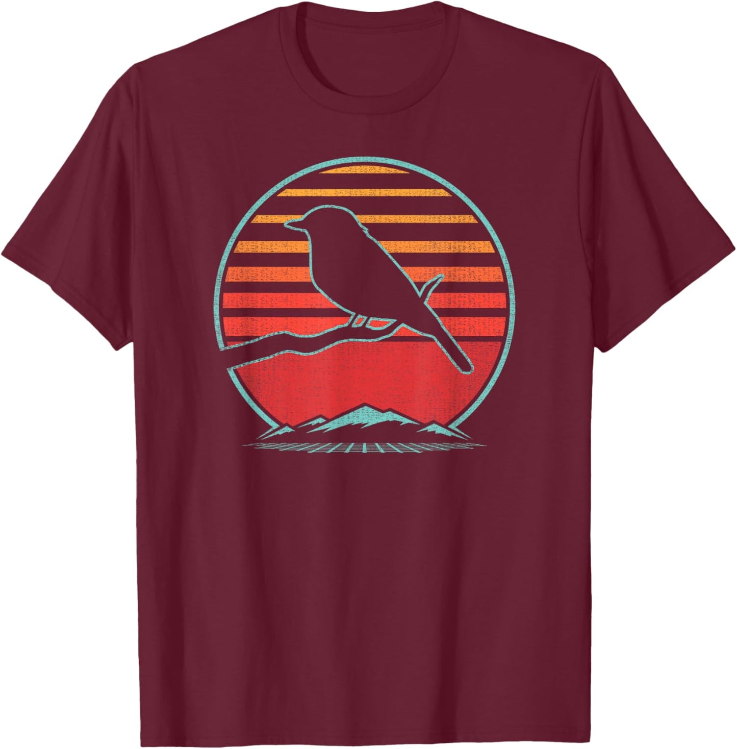 Bluebird Retro Vintage 80s Style Birding Gift T-Shirt - T-Shirt | Maroon