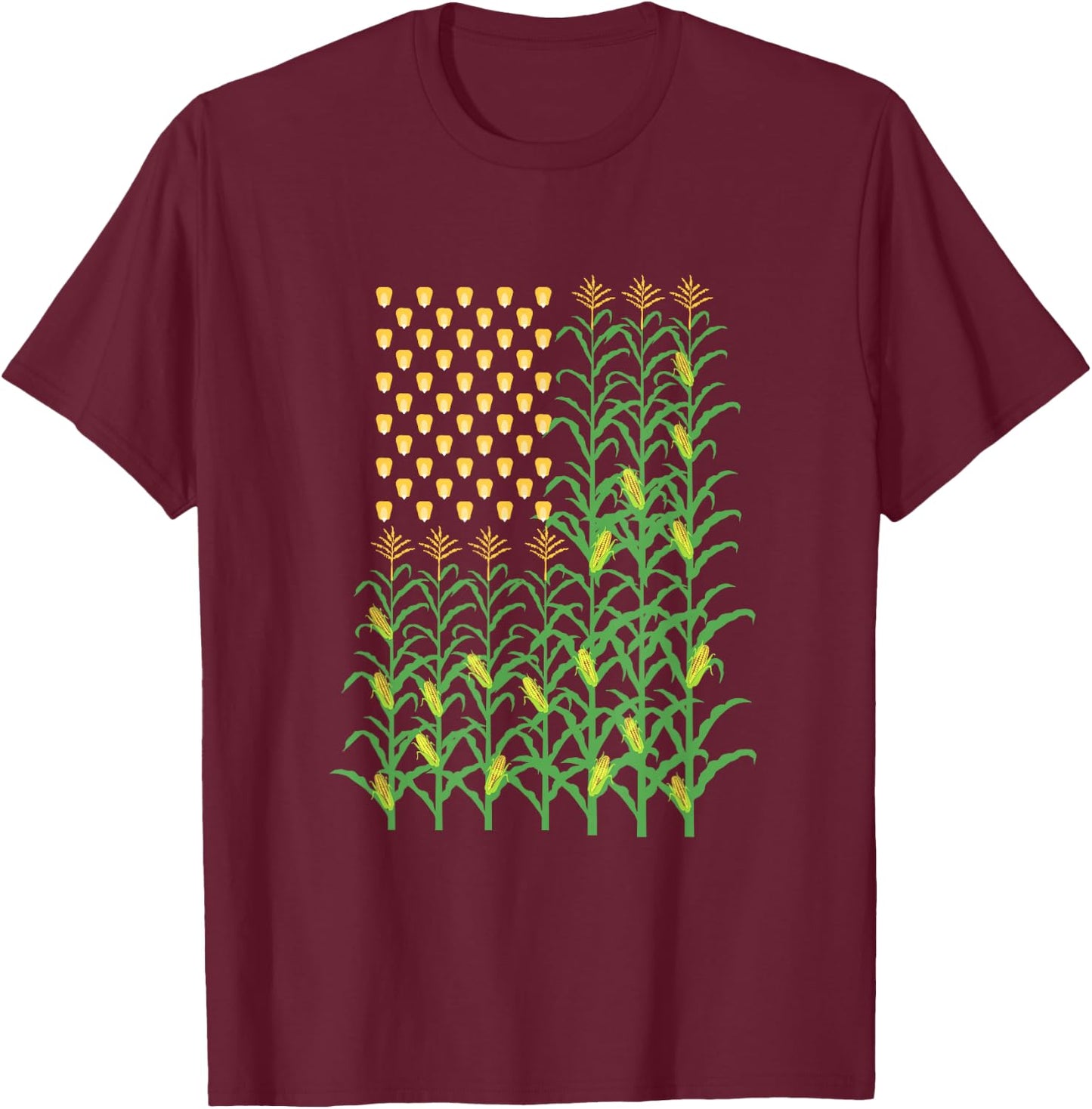 Corn Farmer - American Flag Crop Farmers Farm Farming Gift T-Shirt - T-Shirt | Maroon
