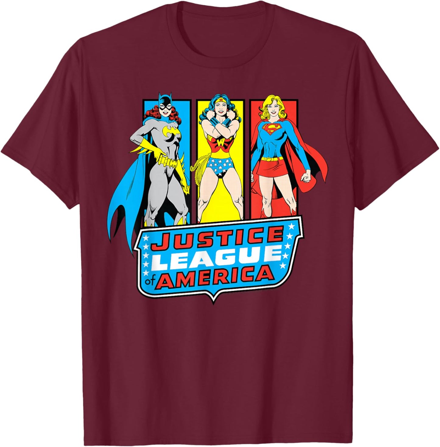 DC Comics Super Hero Girls Justice League Panels T-Shirt - T-Shirt | Maroon
