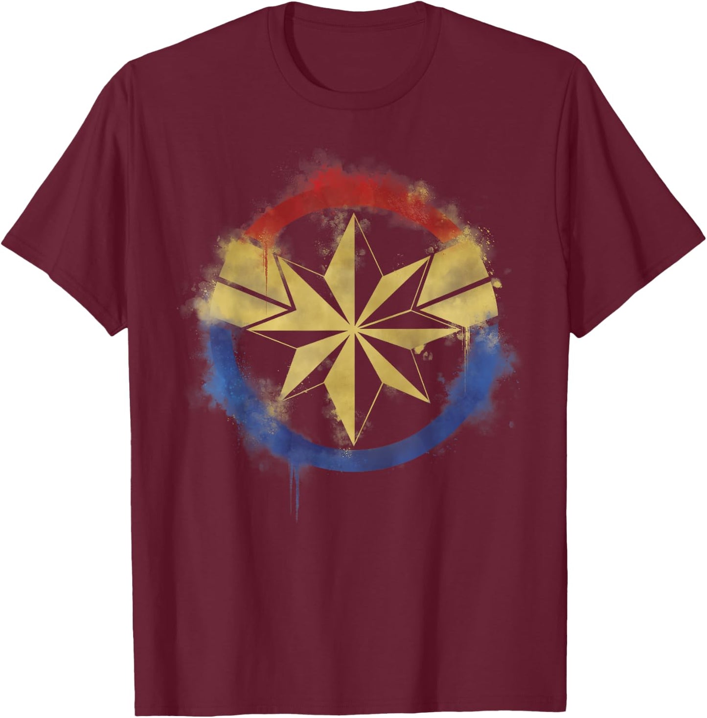 Marvel Avengers Endgame Captain Marvel Spray Paint Logo T-Shirt - T-Shirt | Maroon