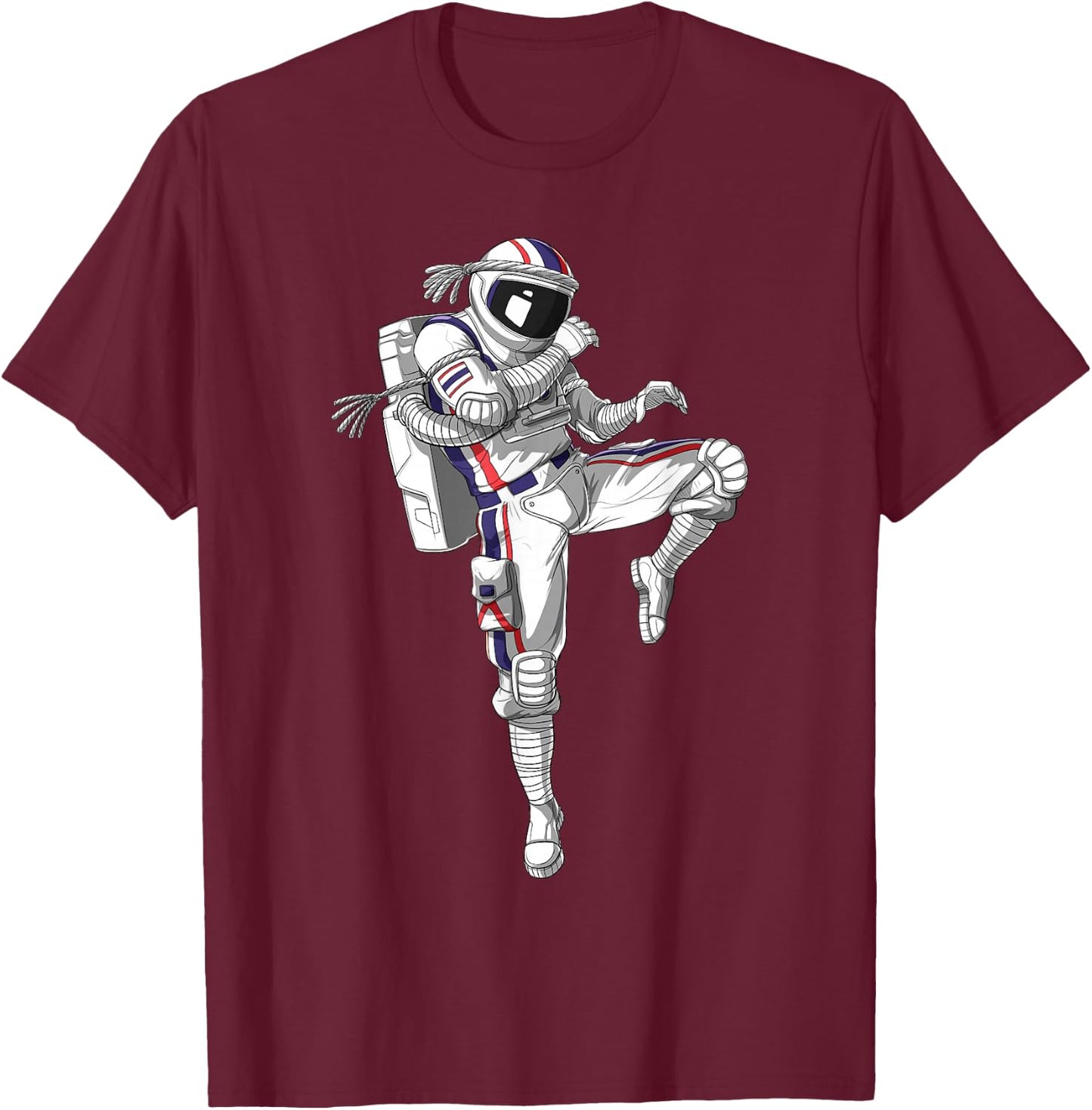 Astronaut Muay Thai Boxing Karate Kickboxing Martial Arts T-Shirt - T-Shirt | Maroon