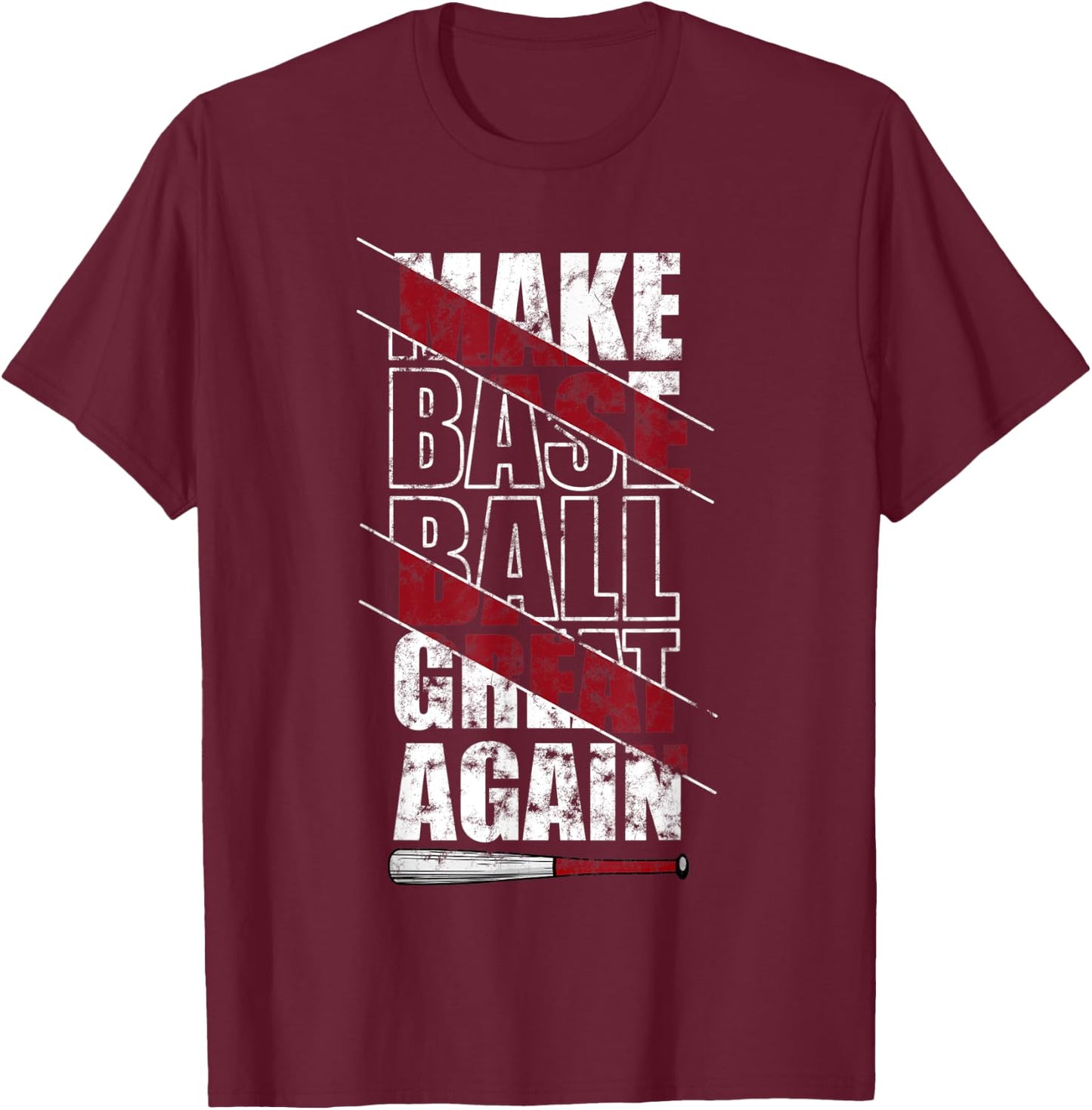 "Make Baseball Great Again" Vintage American Funny Baseball T-Shirt - T-Shirt | Maroon