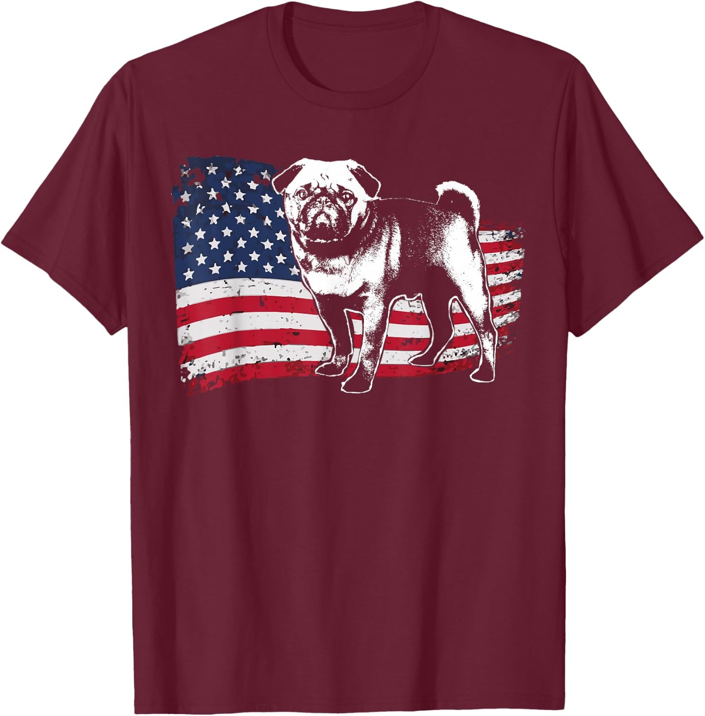 Pug Puggie-Dog T-Shirt - T-Shirt | Maroon
