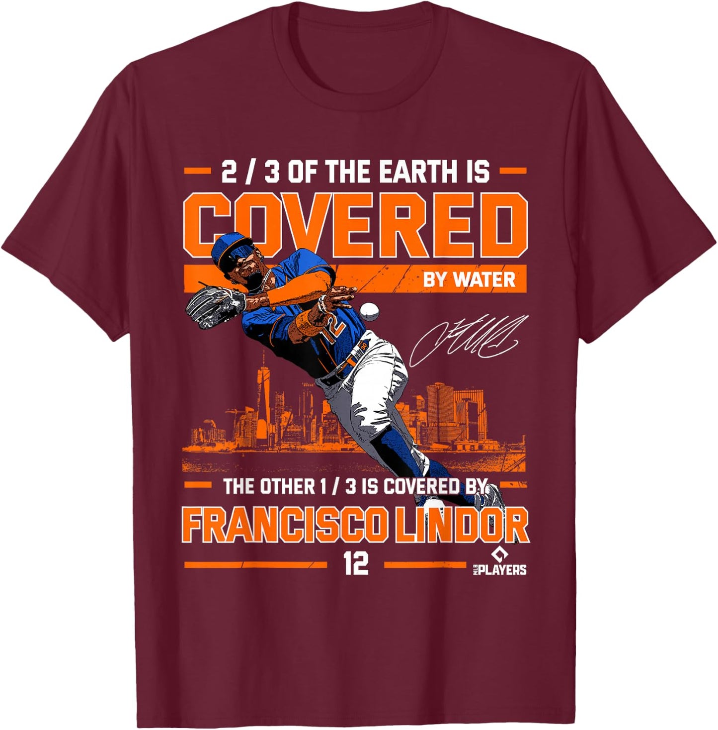 Francisco Lindor Covered Paquito New York MLBPA T-Shirt - T-Shirt | Maroon