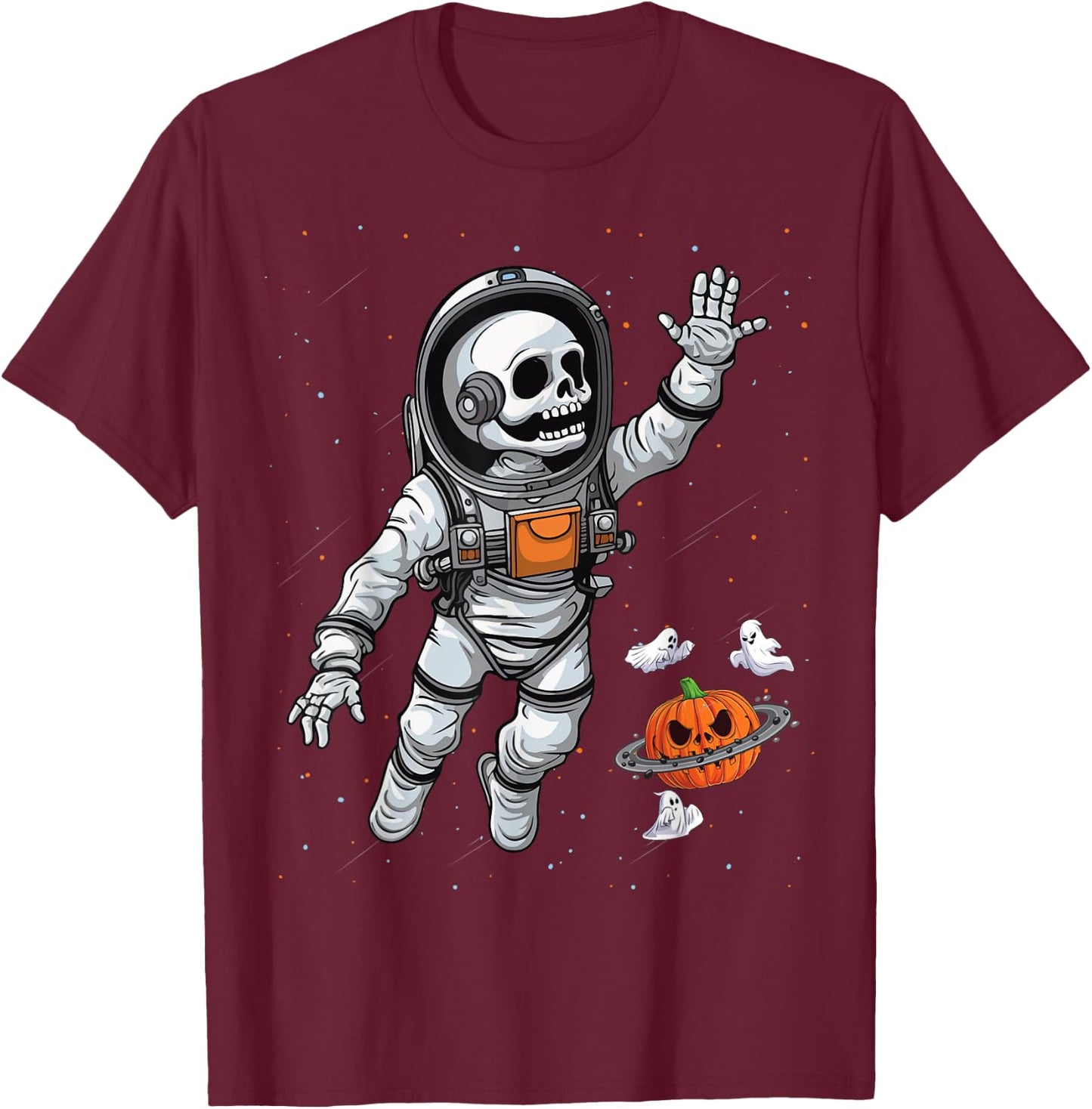 Space Astronaut Skeleton Halloween kids Boys Girls Toddlers T-Shirt - T-Shirt | Maroon