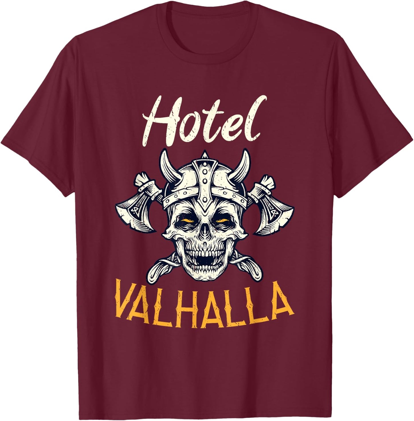 Hotel Valhalla Odin Nordic Viking T-Shirt - T-Shirt | Maroon