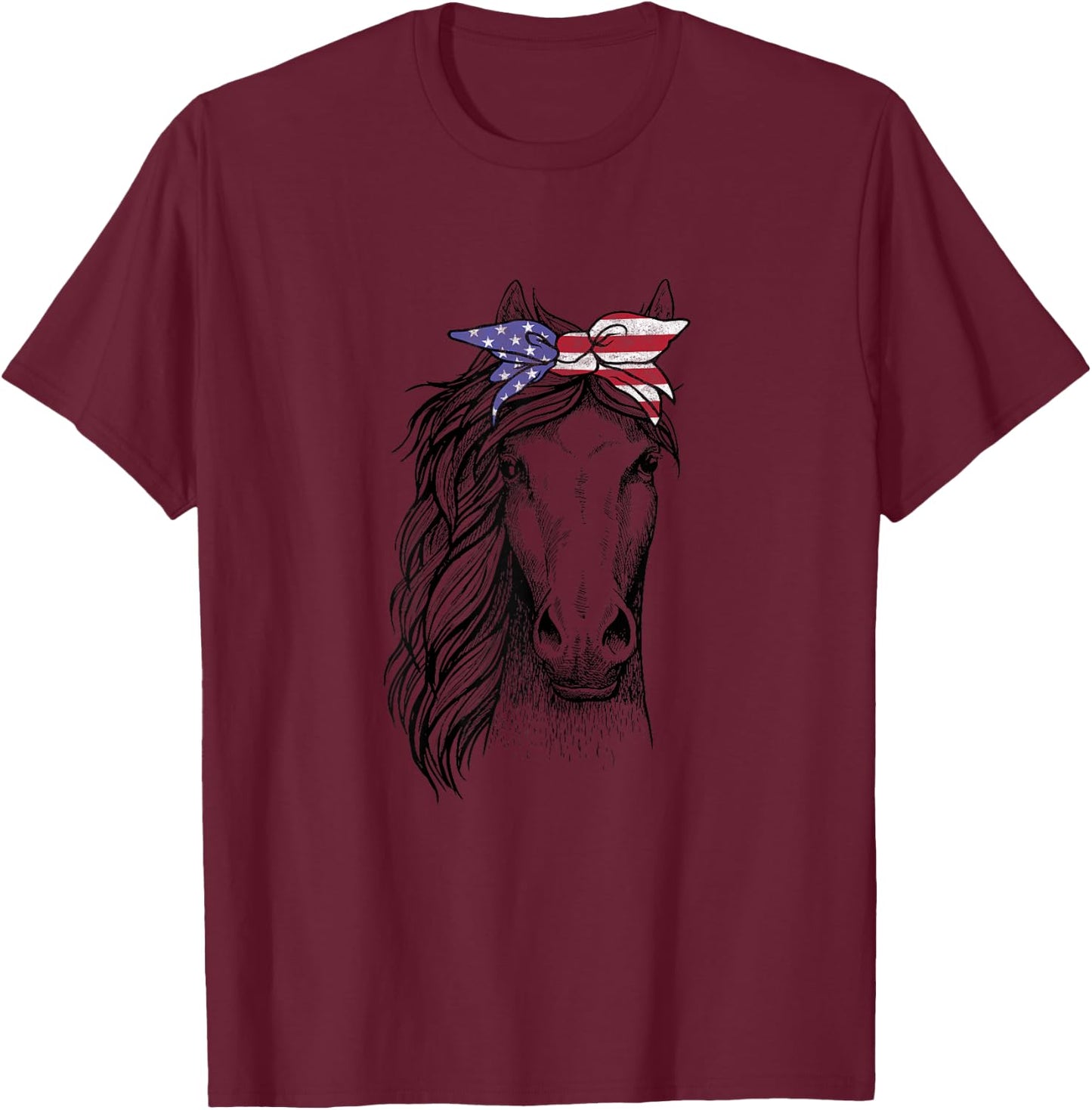Horse Lovers Clothes with Bandana Apparel Women Kids Girls T-Shirt - T-Shirt | Maroon