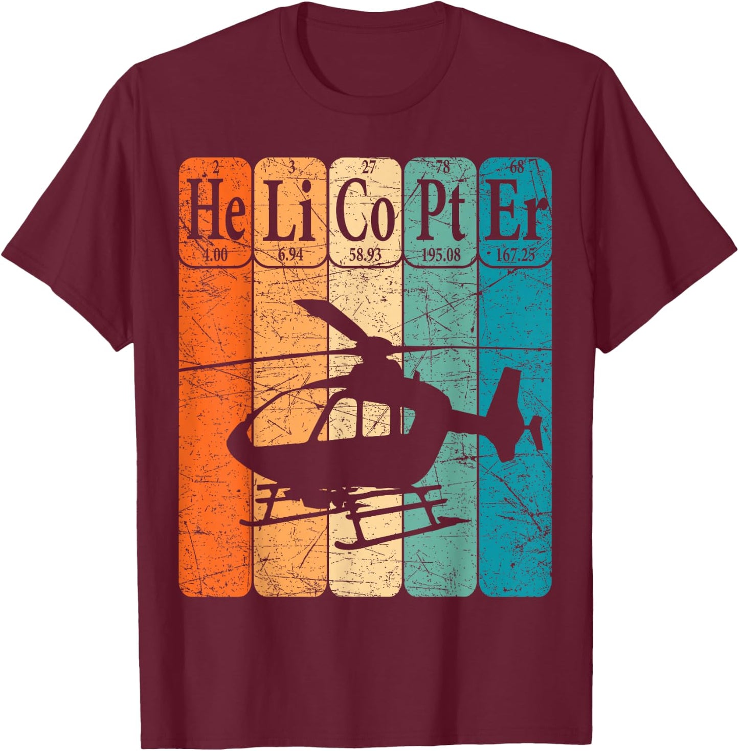 Helicopter Periodic Table Elements Aviation Helicopter Pilot T-Shirt - T-Shirt | Maroon