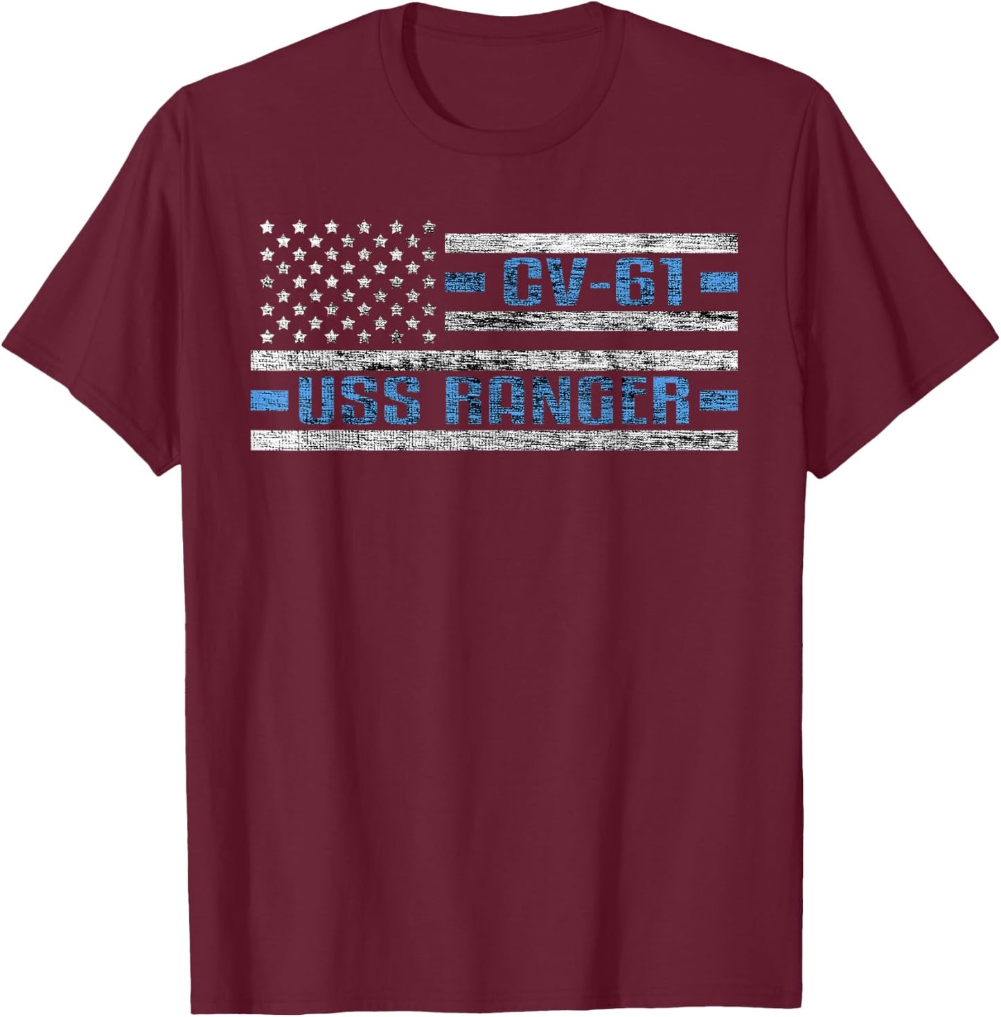 USS Ranger WWII Aircraft Carrier CV-61 US Army T-Shirt - T-Shirt | Maroon