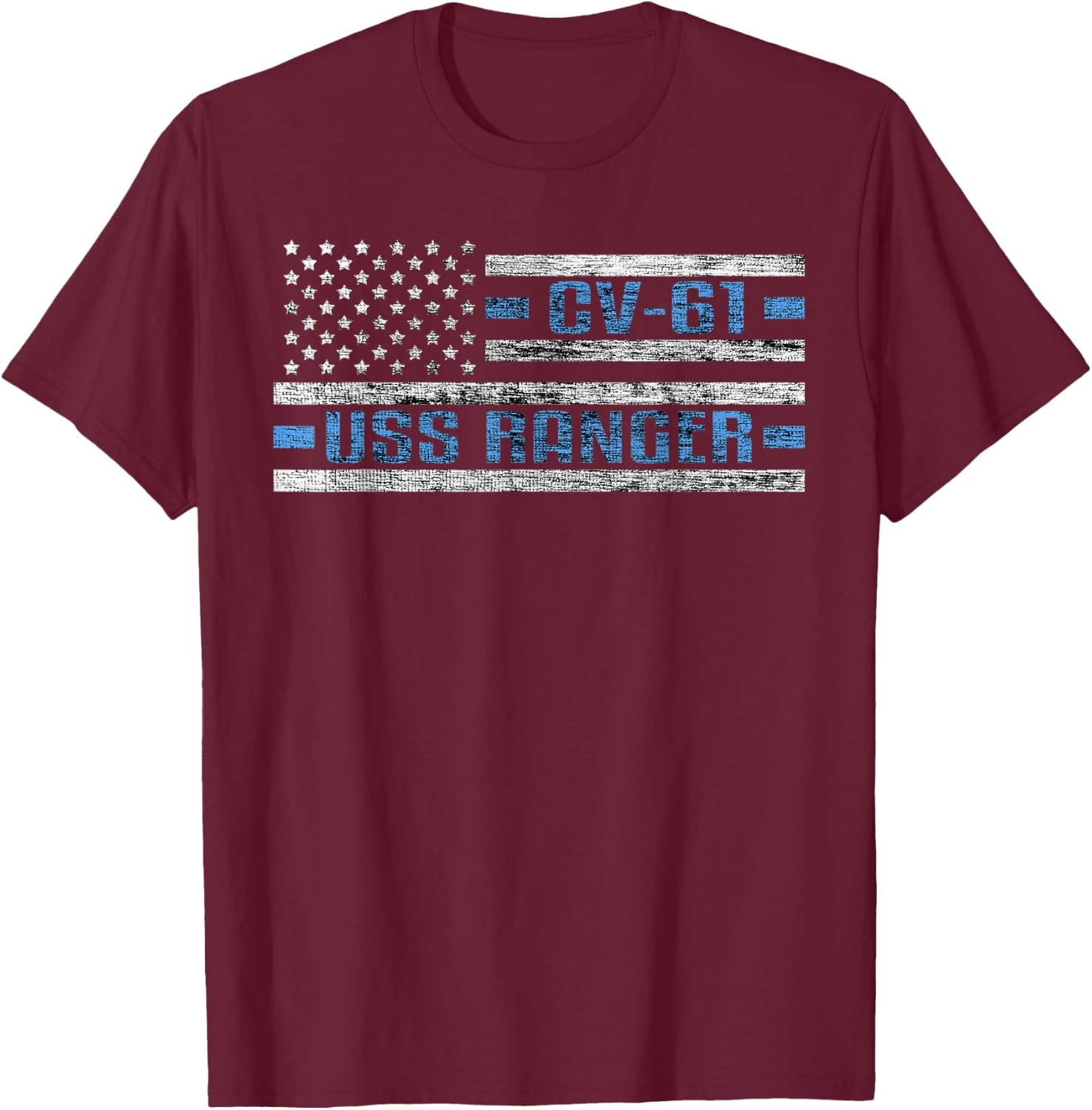 USS Ranger WWII Aircraft Carrier CV-61 US Army T-Shirt - T-Shirt | Maroon